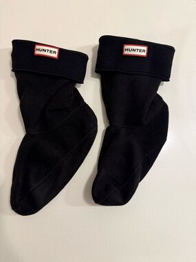 Hunter Black Fleece Boot Sock Liners with Logo Cuff